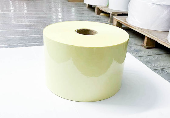 Kendi kendine yapışkan çıkartma Kağıt rulosu 50 şeffaf PET akrilik yapışkan 140 sarı