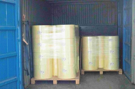 Kaplı sentetik kağıt Termal Kağıt Jumbo Roll 75u Yüzey Kalınlığı Yağ yapıştırıcısı
