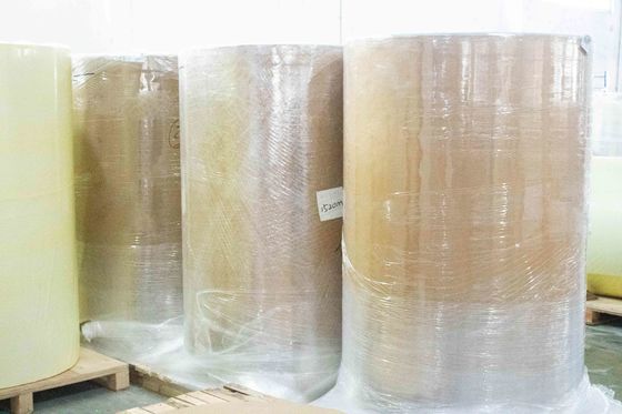 Kaplı sentetik kağıt Termal Kağıt Jumbo Roll 75u Yüzey Kalınlığı Yağ yapıştırıcısı