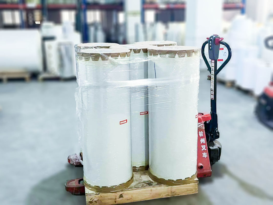 Açık Akrilik Yapıştırıcı Tipi Kendine Yapışkan Etiket Kağıt Rulo Parlak Beyaz PVC